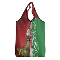 Meri Kirihimete New Zealand Grocery Bag Cute Santa NZ Animals and Pohutukawa