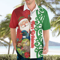 Meri Kirihimete New Zealand Personalised Hawaiian Shirt Cute Santa NZ Animals and Pohutukawa LT14 - Polynesian Pride