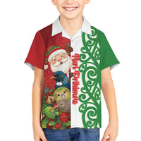 Meri Kirihimete New Zealand Personalised Hawaiian Shirt Cute Santa NZ Animals and Pohutukawa LT14 - Polynesian Pride