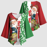 Meri Kirihimete New Zealand Personalised Kimono Sleeve Blouse Cute Santa NZ Animals and Pohutukawa