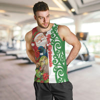 Meri Kirihimete New Zealand Personalised Men Tank Top Cute Santa NZ Animals and Pohutukawa