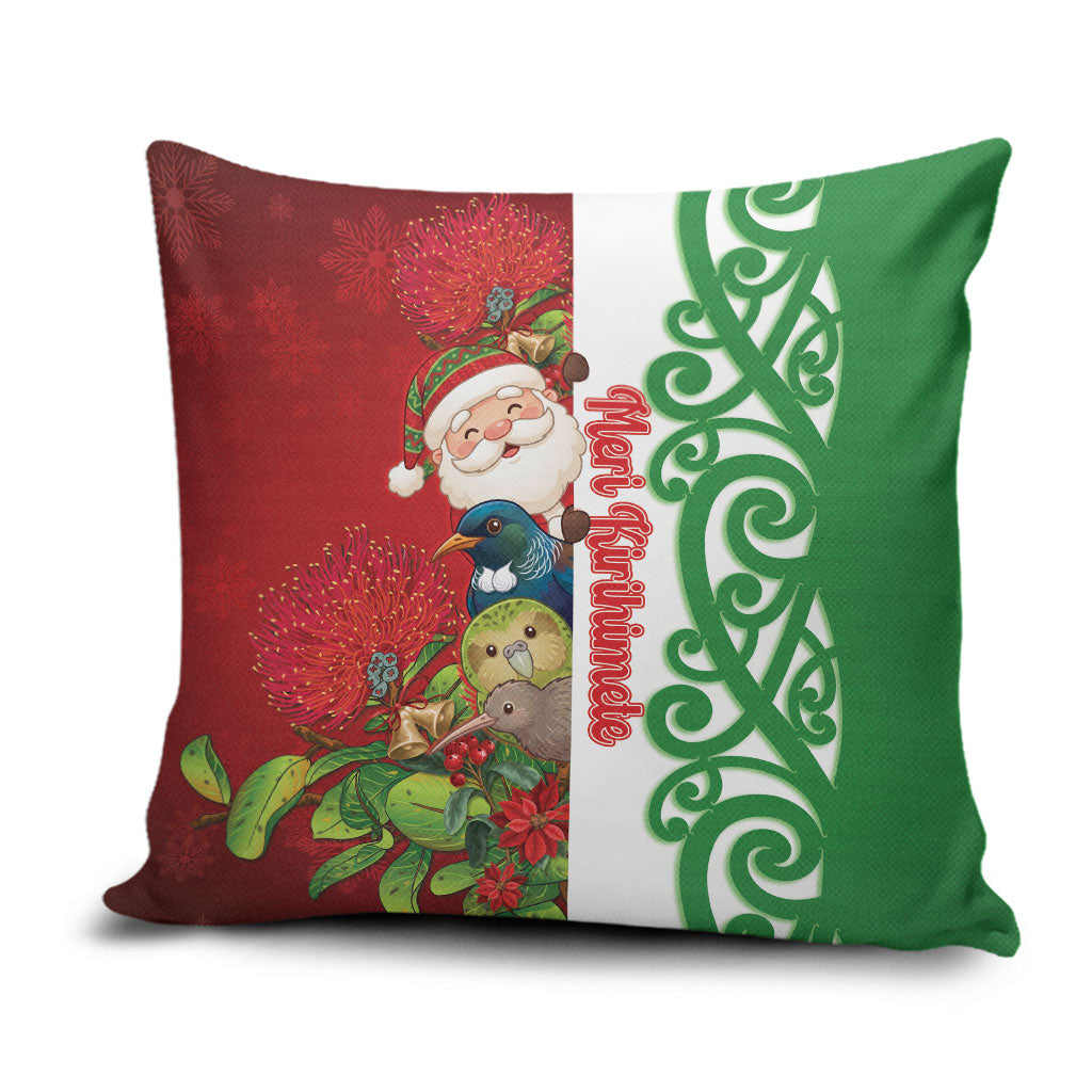 Meri Kirihimete New Zealand Pillow Cover Cute Santa NZ Animals and Pohutukawa