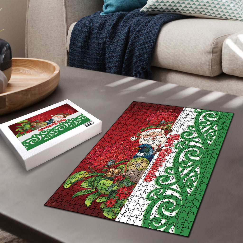 Meri Kirihimete New Zealand Puzzle Cute Santa NZ Animals and Pohutukawa