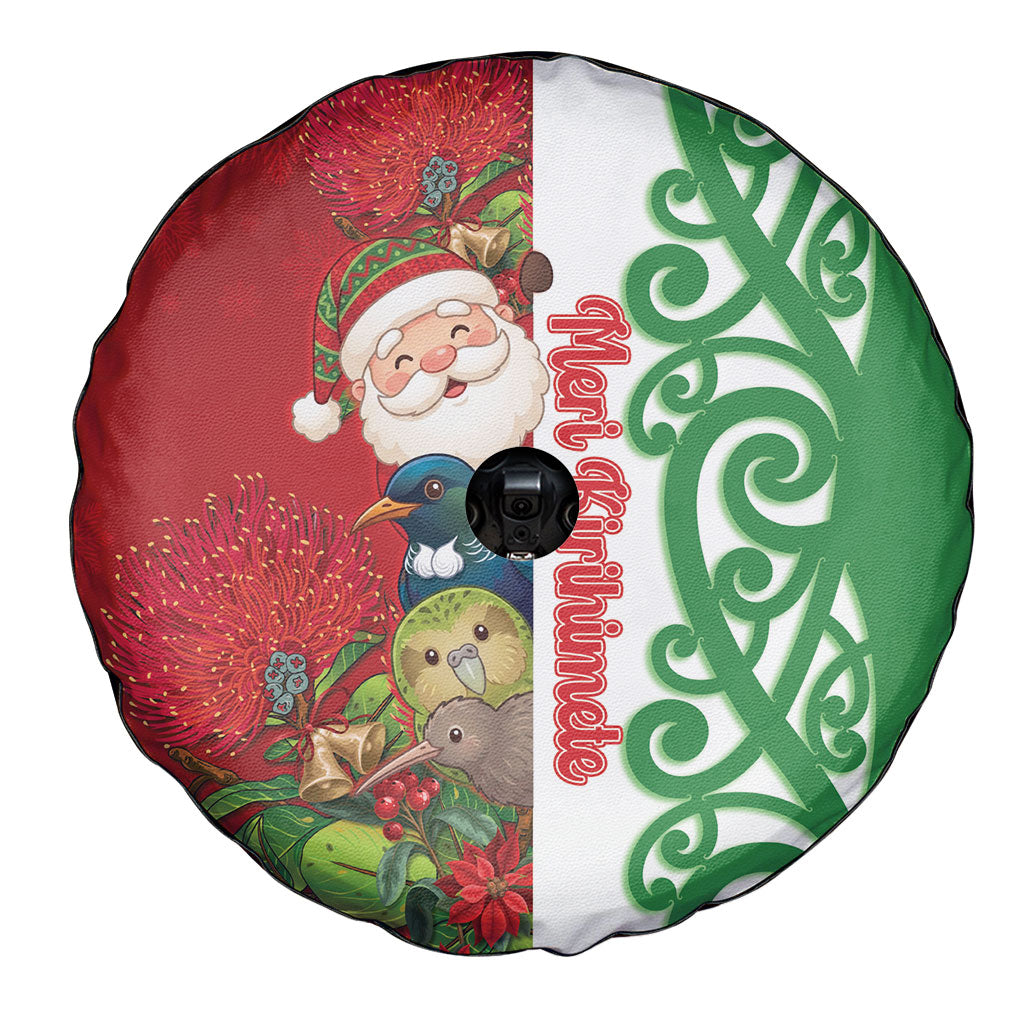 Meri Kirihimete New Zealand Spare Tire Cover Cute Santa NZ Animals and Pohutukawa LT14 - Polynesian Pride