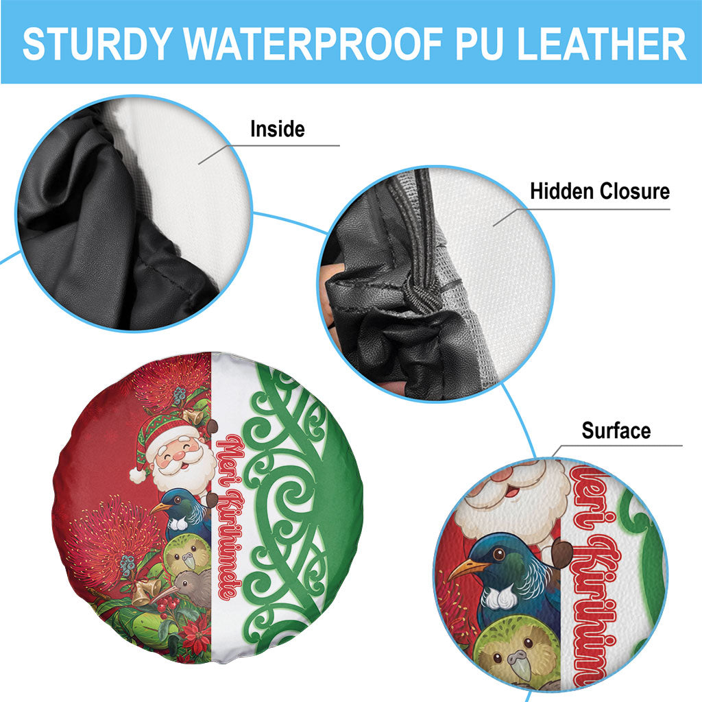 Meri Kirihimete New Zealand Spare Tire Cover Cute Santa NZ Animals and Pohutukawa LT14 - Polynesian Pride