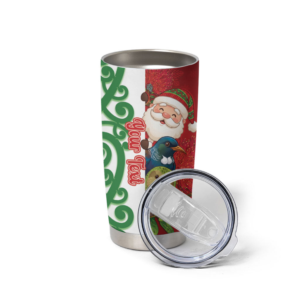 Meri Kirihimete New Zealand Personalised Tumbler Cup Cute Santa NZ Animals and Pohutukawa LT14 - Polynesian Pride