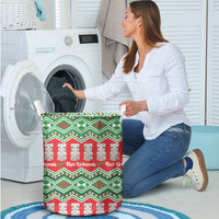 New Zealand Christmas In July Laundry Basket Meri Kirihimete Hei Tiki Taniko Motifs Seamless LT14 - Polynesian Pride
