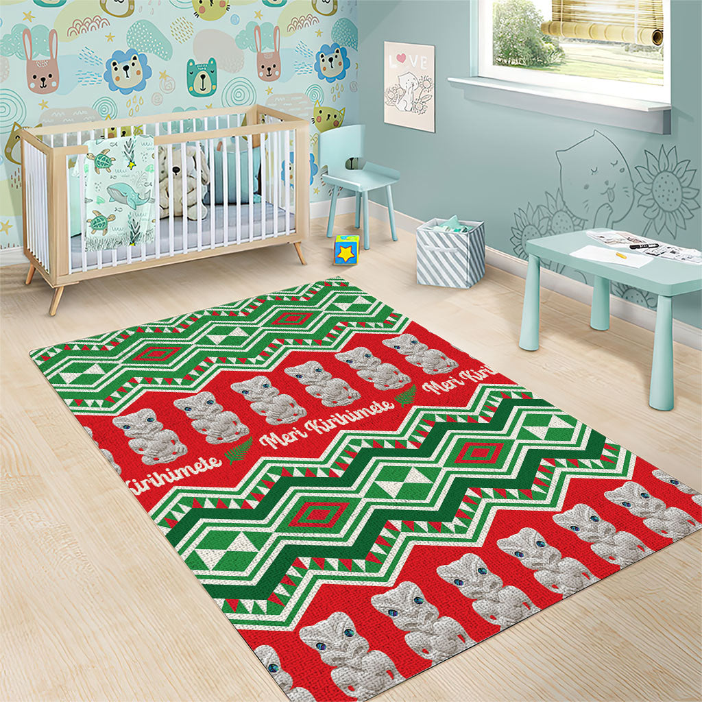 New Zealand Christmas In July Area Rug Meri Kirihimete Hei Tiki Taniko Motifs Seamless LT14 - Polynesian Pride