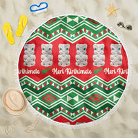 New Zealand Christmas In July Beach Blanket Meri Kirihimete Hei Tiki Taniko Motifs Seamless LT14 One Size 150cm Red - Polynesian Pride