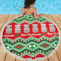 New Zealand Christmas In July Beach Blanket Meri Kirihimete Hei Tiki Taniko Motifs Seamless LT14 - Polynesian Pride