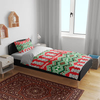 New Zealand Christmas In July Bedding Set Meri Kirihimete Hei Tiki Taniko Motifs Seamless LT14 - Polynesian Pride