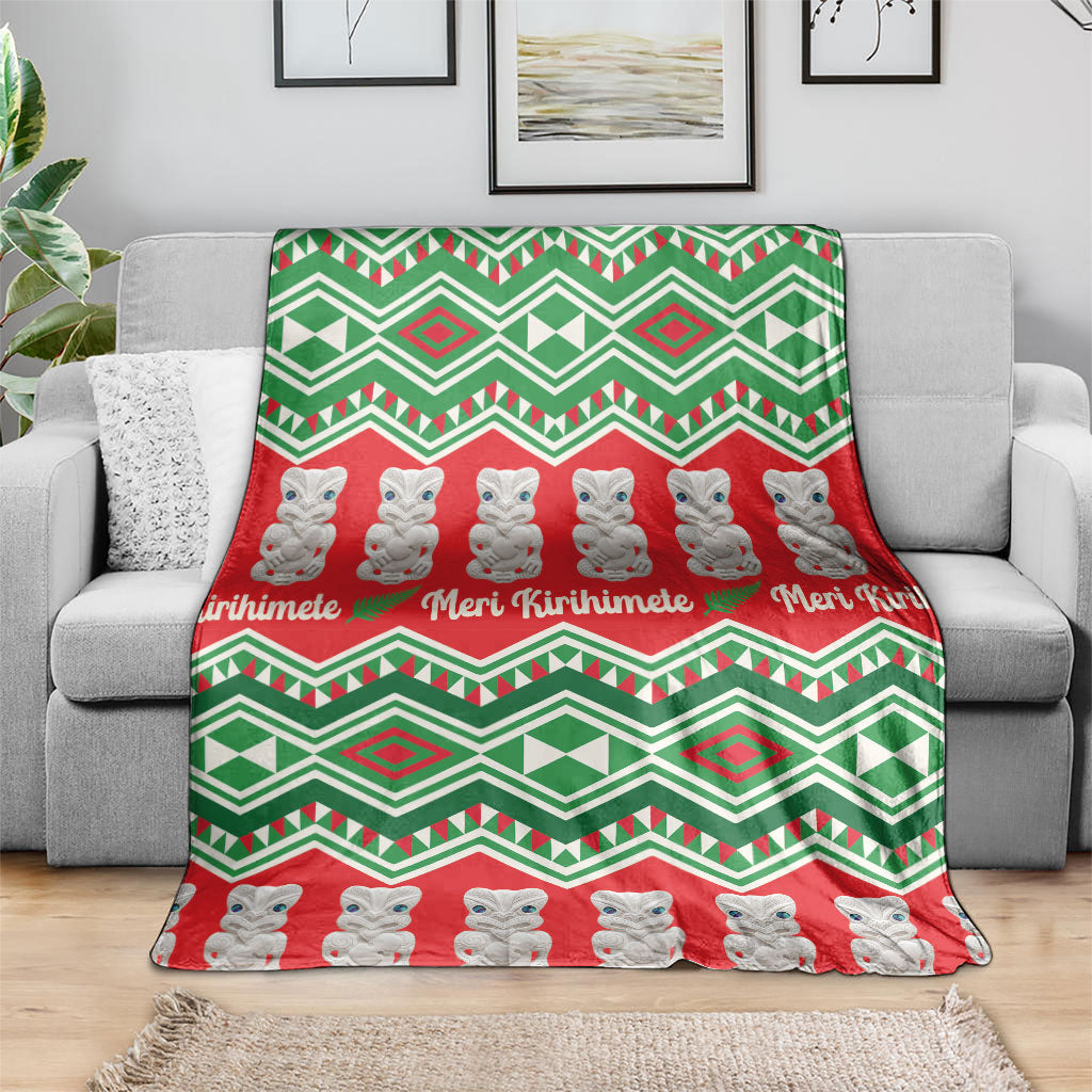 New Zealand Christmas In July Blanket Meri Kirihimete Hei Tiki Taniko Motifs Seamless LT14 - Polynesian Pride