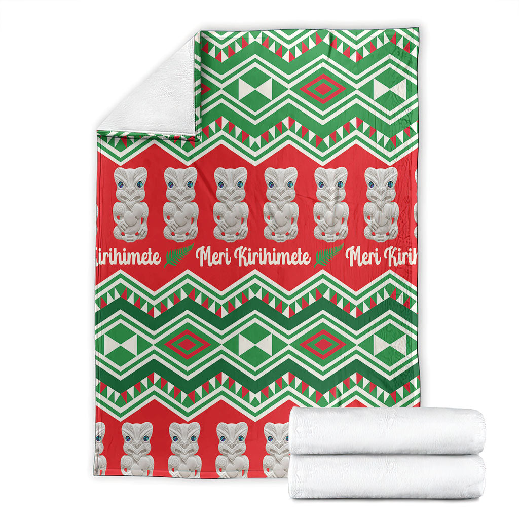 New Zealand Christmas In July Blanket Meri Kirihimete Hei Tiki Taniko Motifs Seamless LT14 - Polynesian Pride