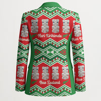 New Zealand Christmas In July Blazer Meri Kirihimete Hei Tiki Taniko Motifs Seamless LT14 - Polynesian Pride