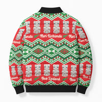 New Zealand Christmas In July Bomber Puffer Jacket Meri Kirihimete Hei Tiki Taniko Motifs Seamless LT14 - Polynesian Pride