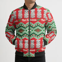 New Zealand Christmas In July Bomber Puffer Jacket Meri Kirihimete Hei Tiki Taniko Motifs Seamless LT14 - Polynesian Pride
