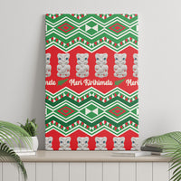 New Zealand Christmas In July Canvas Wall Art Meri Kirihimete Hei Tiki Taniko Motifs Seamless LT14 - Polynesian Pride