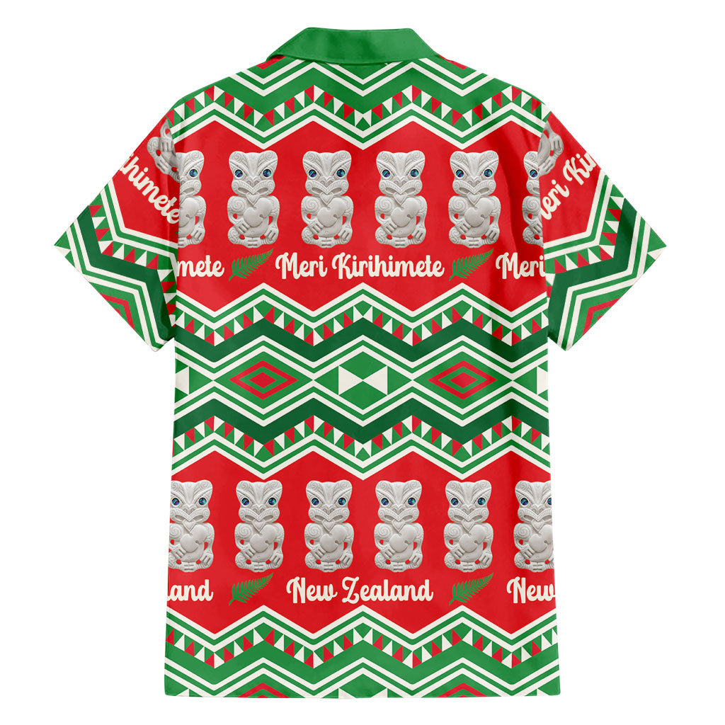 New Zealand Christmas In July Family Matching Long Sleeve Bodycon Dress and Hawaiian Shirt Meri Kirihimete Hei Tiki Taniko Motifs Seamless LT14 - Polynesian Pride