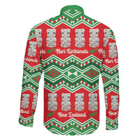 New Zealand Christmas In July Family Matching Off Shoulder Short Dress and Hawaiian Shirt Meri Kirihimete Hei Tiki Taniko Motifs Seamless LT14 - Polynesian Pride