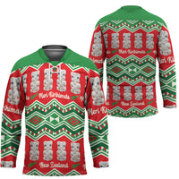 New Zealand Christmas In July Hockey Jersey Meri Kirihimete Hei Tiki Taniko Motifs Seamless LT14 - Polynesian Pride