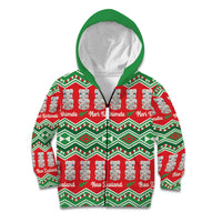New Zealand Christmas In July Kid Hoodie Meri Kirihimete Hei Tiki Taniko Motifs Seamless LT14 Zip Hoodie Red - Polynesian Pride