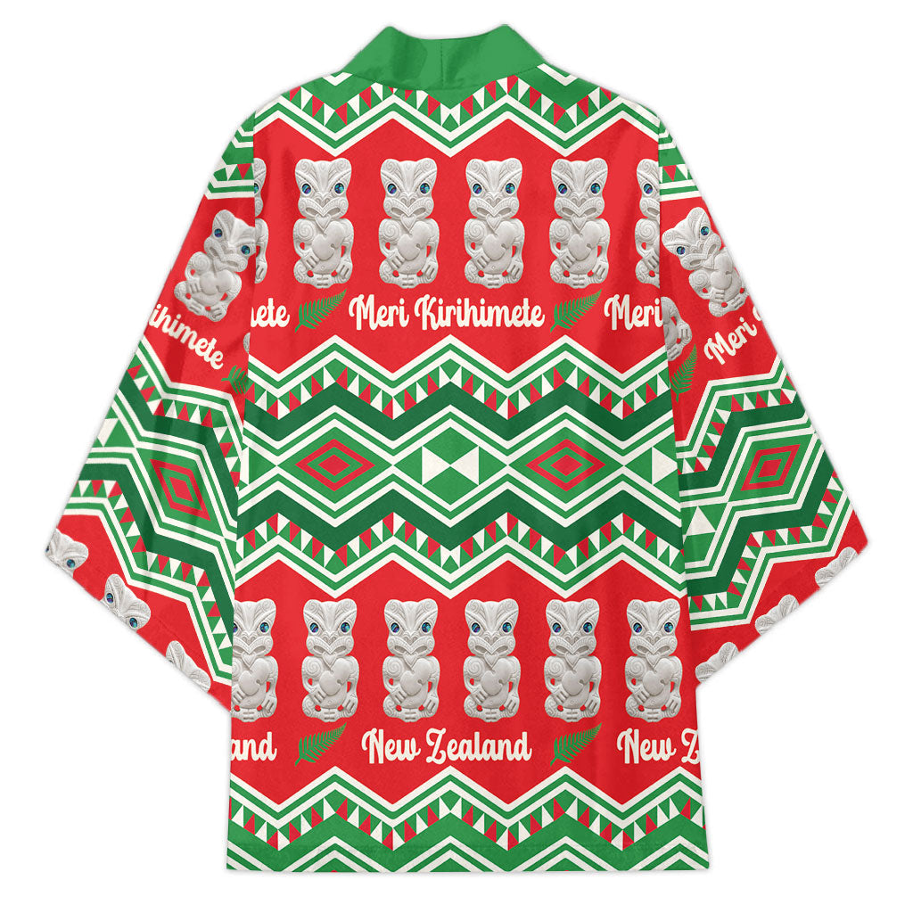 New Zealand Christmas In July Kimono Meri Kirihimete Hei Tiki Taniko Motifs Seamless LT14 - Polynesian Pride