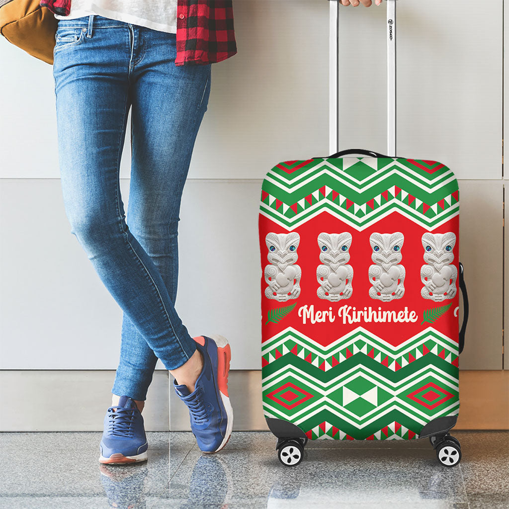 New Zealand Christmas In July Luggage Cover Meri Kirihimete Hei Tiki Taniko Motifs Seamless LT14 - Polynesian Pride