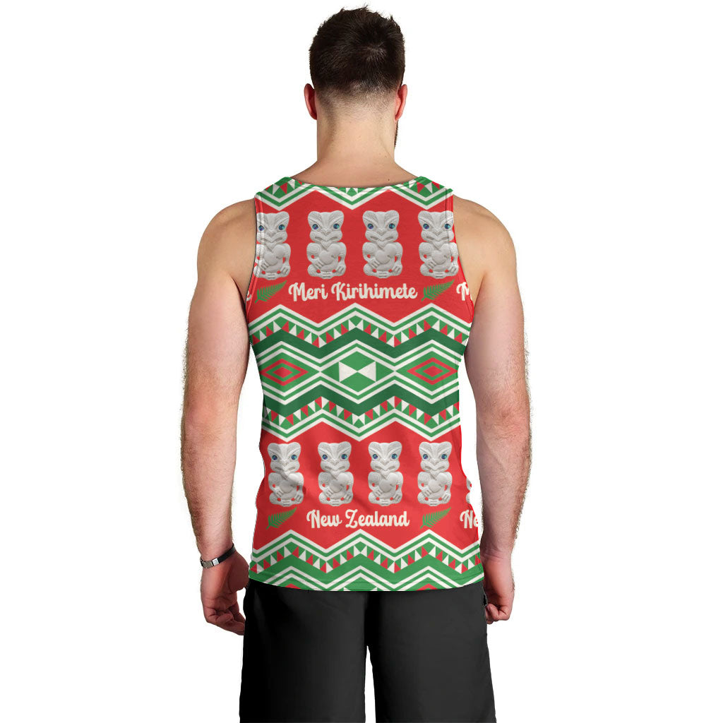 New Zealand Christmas In July Men Tank Top Meri Kirihimete Hei Tiki Taniko Motifs Seamless LT14 - Polynesian Pride