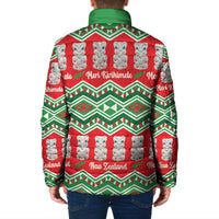 New Zealand Christmas In July Padded Jacket Meri Kirihimete Hei Tiki Taniko Motifs Seamless LT14 - Polynesian Pride