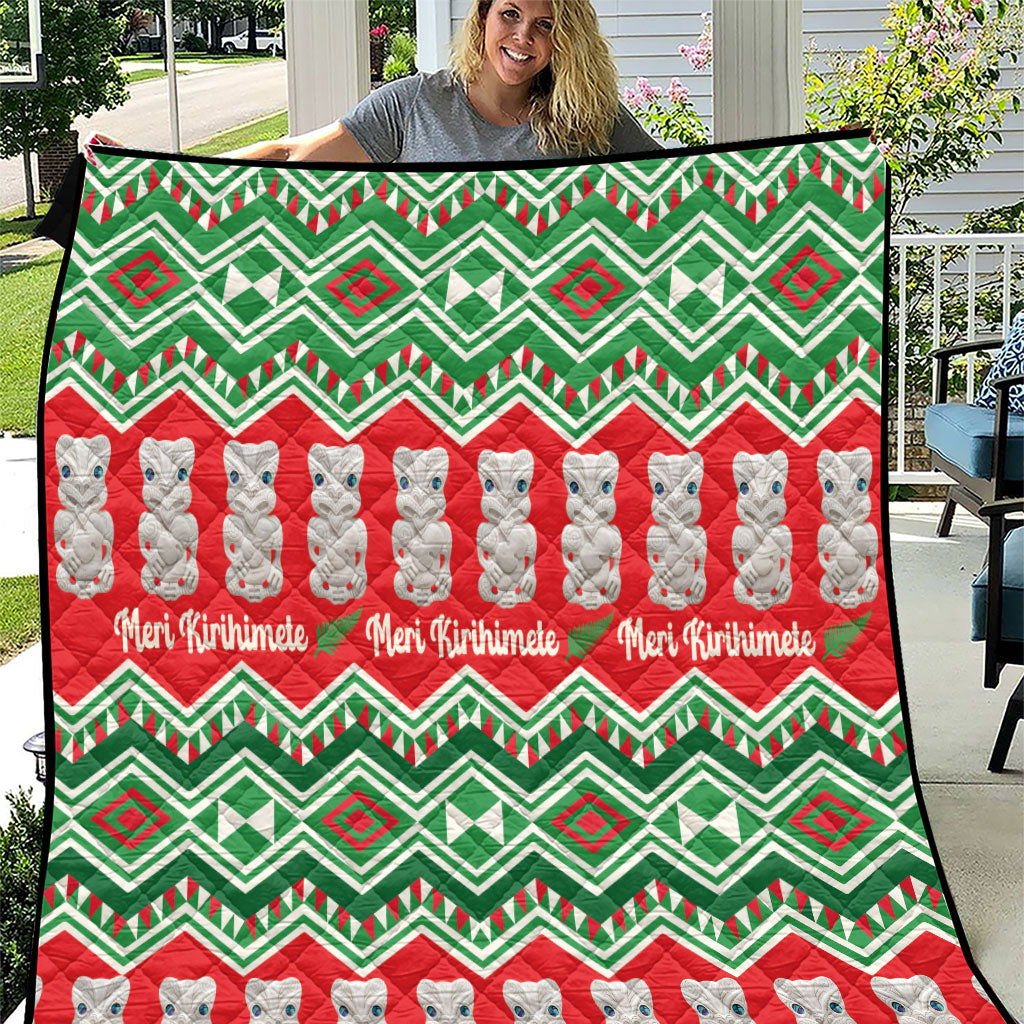 New Zealand Christmas In July Quilt Meri Kirihimete Hei Tiki Taniko Motifs Seamless