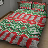New Zealand Christmas In July Quilt Bed Set Meri Kirihimete Hei Tiki Taniko Motifs Seamless LT14 - Polynesian Pride
