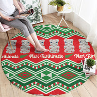 New Zealand Christmas In July Round Carpet Meri Kirihimete Hei Tiki Taniko Motifs Seamless LT14 - Polynesian Pride