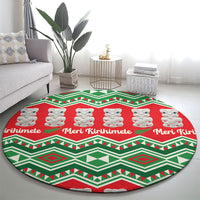 New Zealand Christmas In July Round Carpet Meri Kirihimete Hei Tiki Taniko Motifs Seamless LT14 - Polynesian Pride