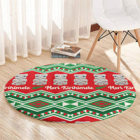 New Zealand Christmas In July Round Carpet Meri Kirihimete Hei Tiki Taniko Motifs Seamless LT14 - Polynesian Pride