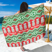 New Zealand Christmas In July Sarong Meri Kirihimete Hei Tiki Taniko Motifs Seamless LT14 One Size 44 x 66 inches Red - Polynesian Pride