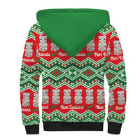 New Zealand Christmas In July Sherpa Hoodie Meri Kirihimete Hei Tiki Taniko Motifs Seamless LT14 - Polynesian Pride