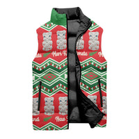 New Zealand Christmas In July Sleeveless Puffer Jacket Meri Kirihimete Hei Tiki Taniko Motifs Seamless LT14 - Polynesian Pride