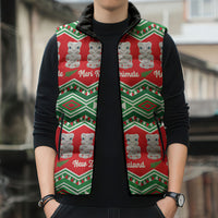 New Zealand Christmas In July Sleeveless Puffer Jacket Meri Kirihimete Hei Tiki Taniko Motifs Seamless LT14 - Polynesian Pride