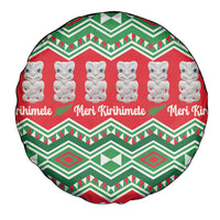 New Zealand Christmas In July Spare Tire Cover Meri Kirihimete Hei Tiki Taniko Motifs Seamless LT14 - Polynesian Pride
