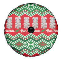 New Zealand Christmas In July Spare Tire Cover Meri Kirihimete Hei Tiki Taniko Motifs Seamless LT14 - Polynesian Pride