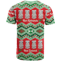 New Zealand Christmas In July T Shirt Meri Kirihimete Hei Tiki Taniko Motifs Seamless LT14 - Polynesian Pride