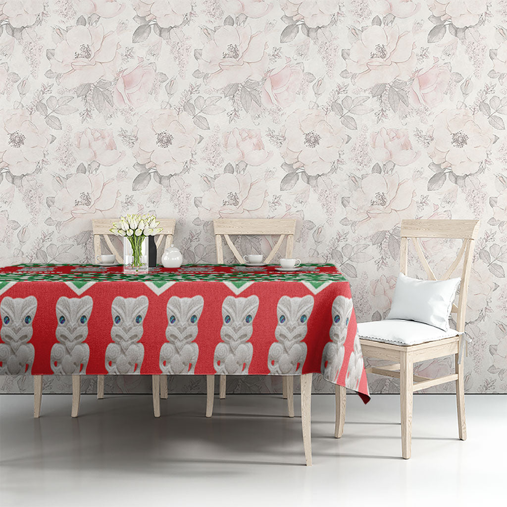 New Zealand Christmas In July Tablecloth Meri Kirihimete Hei Tiki Taniko Motifs Seamless LT14 - Polynesian Pride