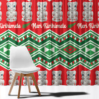 New Zealand Christmas In July Window Curtain Meri Kirihimete Hei Tiki Taniko Motifs Seamless LT14 - Polynesian Pride