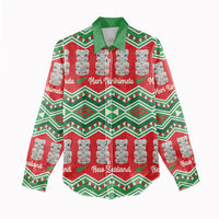 New Zealand Christmas In July Women Casual Shirt Meri Kirihimete Hei Tiki Taniko Motifs Seamless LT14 - Polynesian Pride