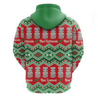 New Zealand Christmas In July Zip Hoodie Meri Kirihimete Hei Tiki Taniko Motifs Seamless LT14 - Polynesian Pride