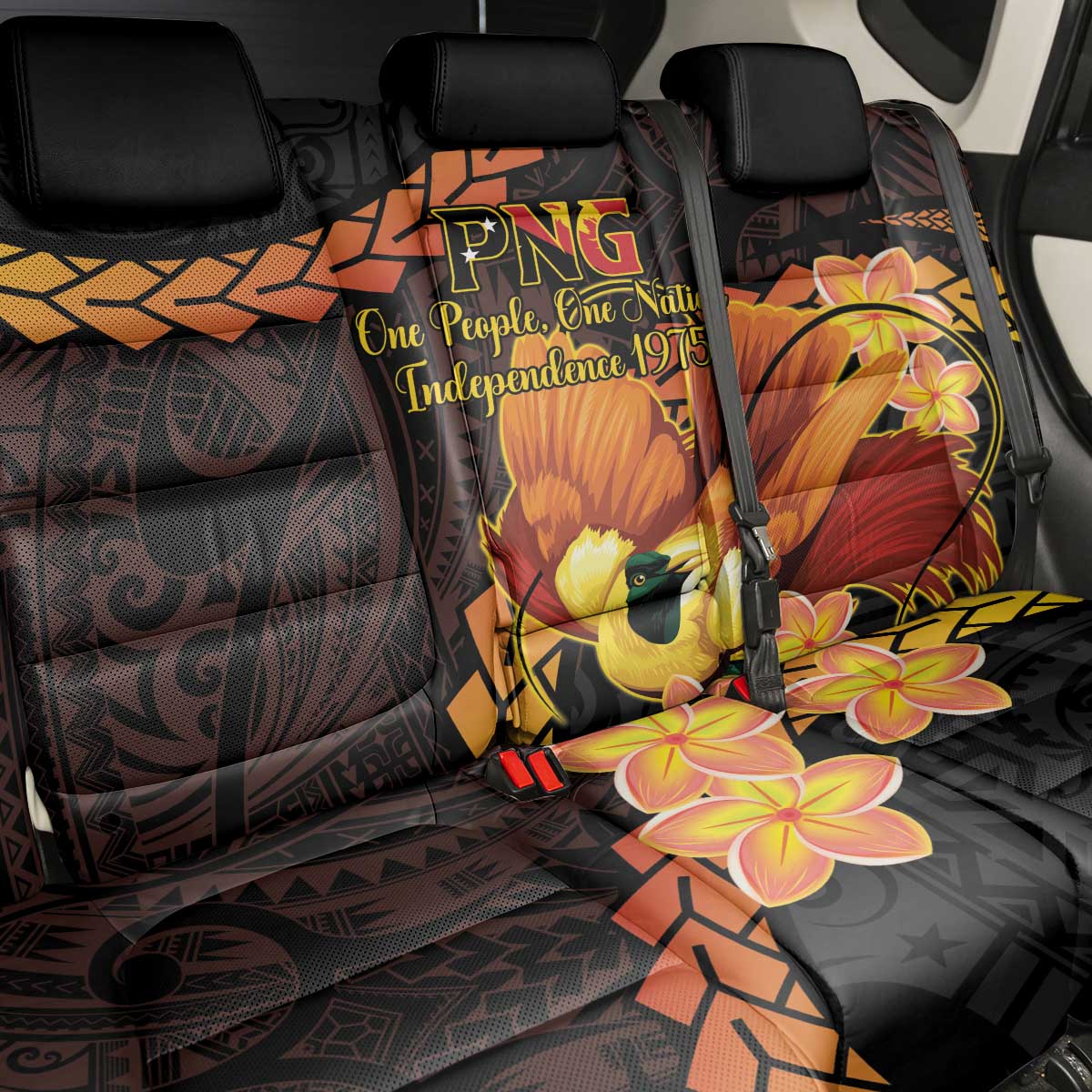 Papua New Guinea Independence Day Back Car Seat Cover 50th Anniversary Papua Niu Gini Bird Of Paradise LT14 - Polynesian Pride