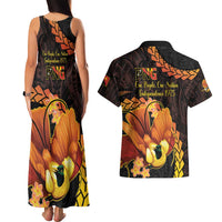Papua New Guinea Independence Day Couples Matching Tank Maxi Dress and Hawaiian Shirt 50th Anniversary Papua Niu Gini Bird Of Paradise LT14 - Polynesian Pride