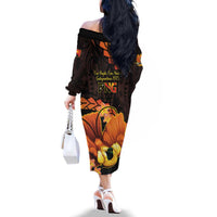 Papua New Guinea Independence Day Family Matching Off The Shoulder Long Sleeve Dress and Hawaiian Shirt 50th Anniversary Papua Niu Gini Bird Of Paradise LT14 - Polynesian Pride