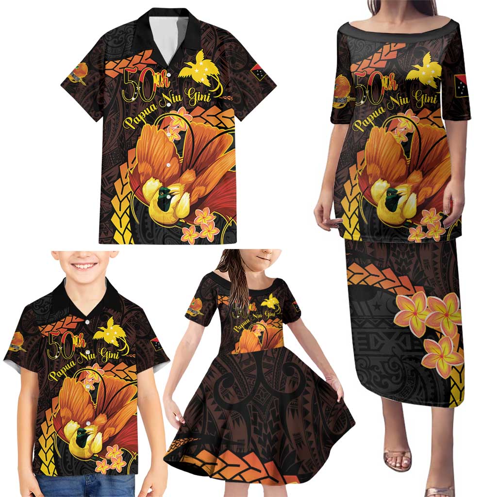 Papua New Guinea Independence Day Family Matching Puletasi and Hawaiian Shirt 50th Anniversary Papua Niu Gini Bird Of Paradise LT14 - Polynesian Pride
