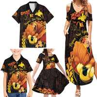 Papua New Guinea Independence Day Family Matching Summer Maxi Dress and Hawaiian Shirt 50th Anniversary Papua Niu Gini Bird Of Paradise LT14 - Polynesian Pride